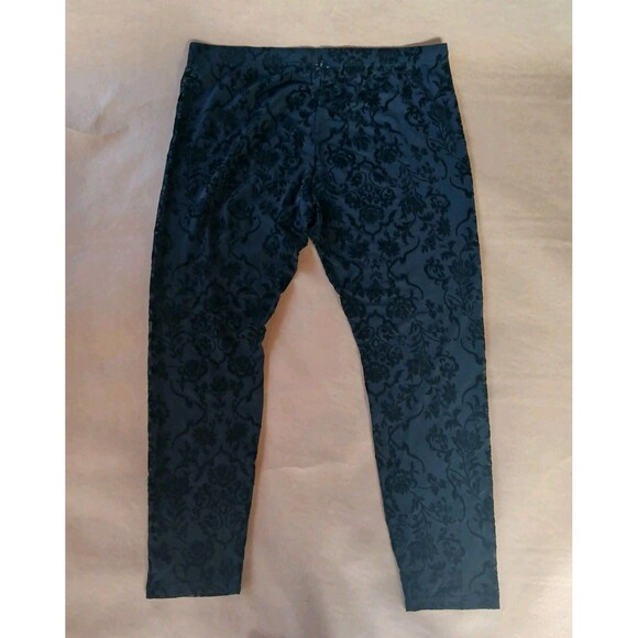 Black Velvet Floral Tights Size 3XL Footless Dark Romance Whimsigoth - Picture 2 of 10